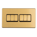 Eurolite Concealed 3mm 6 Gang 2Way Switch - Satin Brass - ECSB6SWB - Choice Handles
