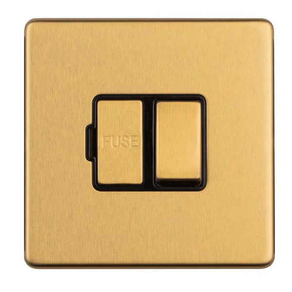 Eurolite Concealed 3mm 13Amp Switched Fuse Spur - Satin Brass - ECSBSWFB - Choice Handles