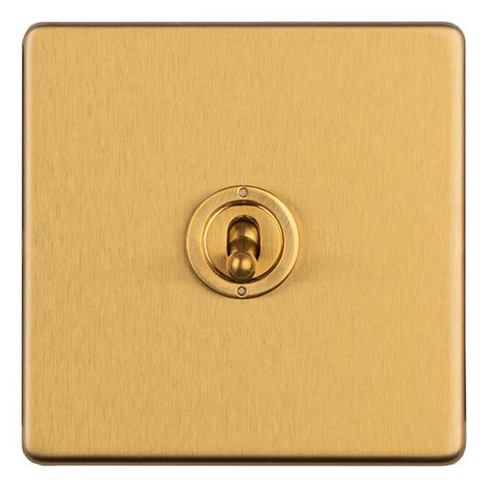 Eurolite Concealed 3mm 1 Gang 2 Way Toggle Switch - Satin Brass - ECSBT1SW - Choice Handles