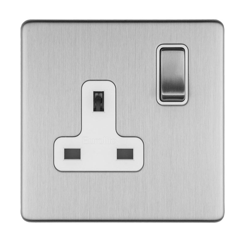 Eurolite Concealed 3mm 1 Gang 13Amp Dp Switched Socket - Stainless Steel - ECSS1SOW - Choice Handles