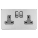 Eurolite Concealed 3mm 2 Gang 13Amp Dp Switched Socket - Stainless Steel - ECSS2SOG - Choice Handles