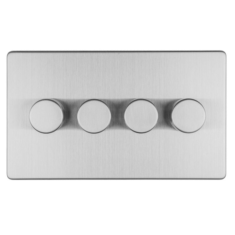 Eurolite Concealed 3mm 4 Gang Led Push On Off 2Way Dimmer - Stainless Steel - ECSS4DLED - Choice Handles