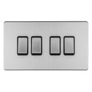 Eurolite Concealed 3mm 4 Gang 10Amp 2Way Switch - Stainless Steel - ECSS4SWB - Choice Handles