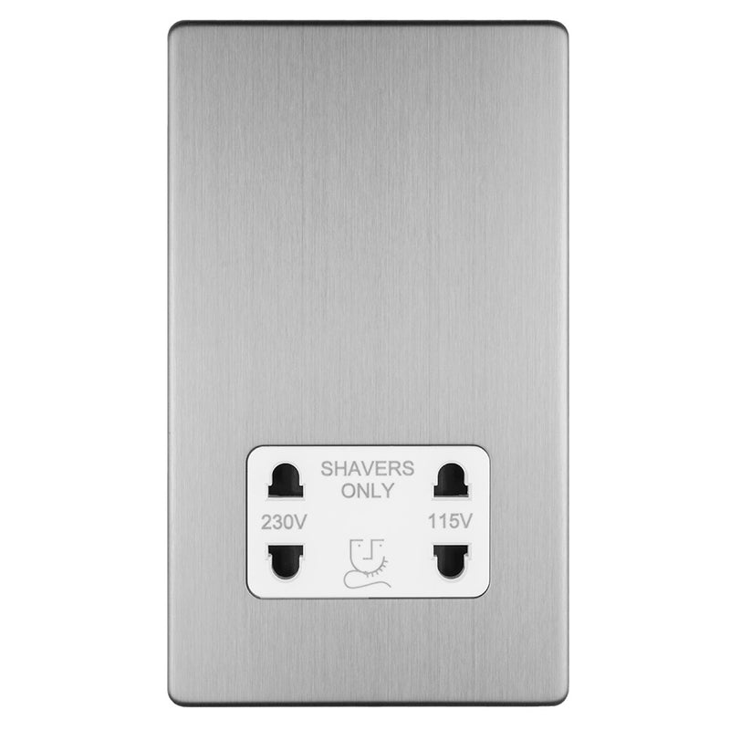 Eurolite Concealed 3mm 4 Gang Shaver Socket 230/115V - Stainless Steel - ECSSSHSW - Choice Handles