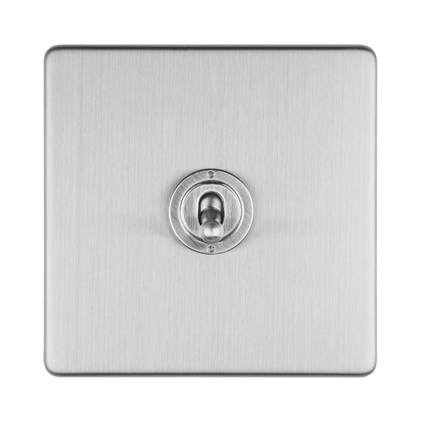 Eurolite Concealed 3mm 1 Gang 10Amp 2Way Toggle Switch Satin Stainless Plate - Stainless Steel - ECSST1SW - Choice Handles