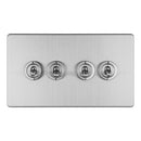Eurolite Concealed 3mm 4 Gang 10Amp 2Way Toggle Switch Satin Stainless Plate - Stainless Steel - ECSST4SW - Choice Handles