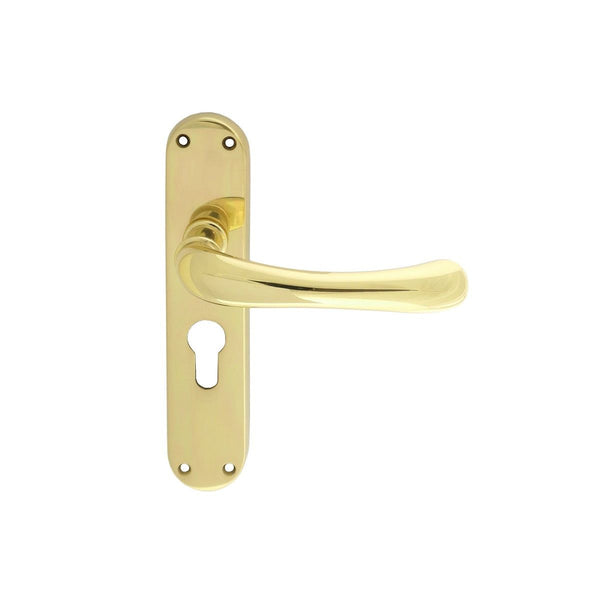 Manital - Ibra Lever on Euro Lock Backplate - Polished Brass - EL11Y - Choice Handles