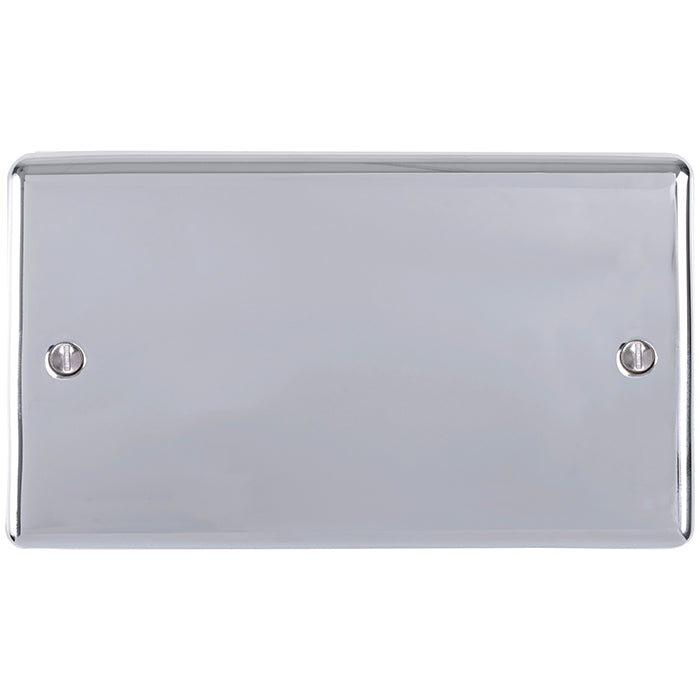 Eurolite Enhance Decorative Double Blank Plate - Polished Chrome - EN2BPC - Choice Handles