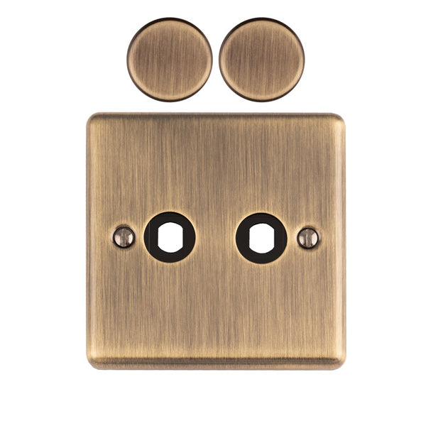 Eurolite - Dimmer Switch Plate-Antique Brass-2 Gang - EN2DIMABB