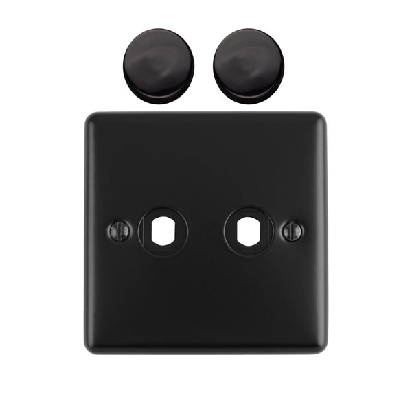 Eurolite - Dimmer Switch Plate-Matt Black-2 Gang - EN2DIMMBB
