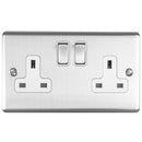 Eurolite Enhance Decorative 2 Gang Socket - Satin Stainless - EN2SOSSW - Choice Handles