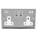 Eurolite Enhance Decorative 2 Gang 13Amp Switched Socket With Usb C Polished Chrome - Polished Chrome - EN2USBCPCW - Choice Handles