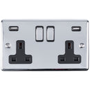 Eurolite Enhance Decorative 2 Gang Usb Socket - Polished Chrome - EN2USBPCB - Choice Handles