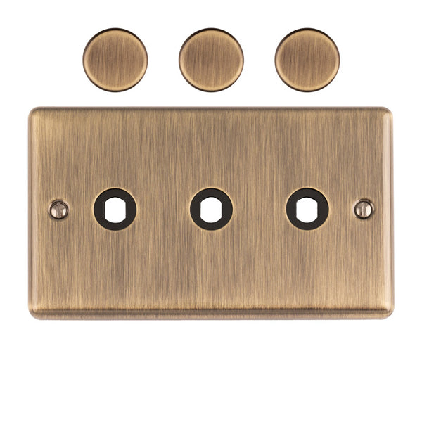 Eurolite - Dimmer Switch Plate-Antique Brass-3 Gang - EN3DIMABB