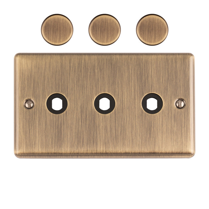 Eurolite - Dimmer Switch Plate-Antique Brass-3 Gang - EN3DIMABB - Choice Handles