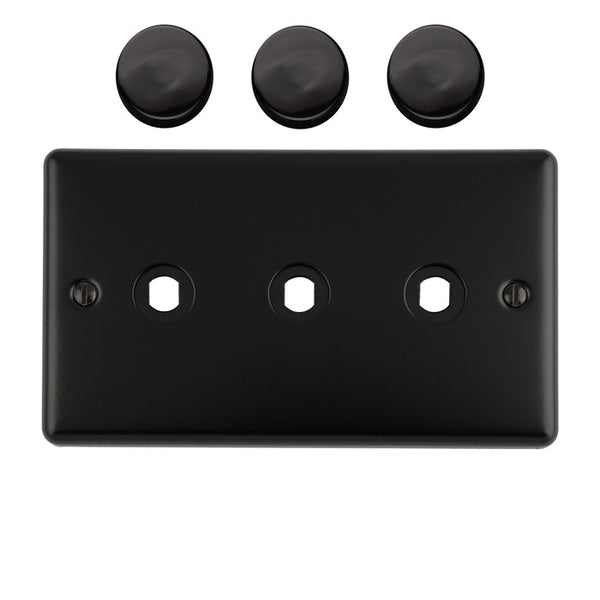 Eurolite - Dimmer Switch Plate-Matt Black-3 Gang - EN3DIMMBB