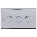Eurolite Enhance Decorative 3 Gang Dimmer - Polished Chrome - EN3DLEDPC - Choice Handles