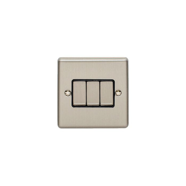 Eurolite Enhance Decorative 3 Gang Switch - Satin Stainless - EN3SWSSB - Choice Handles