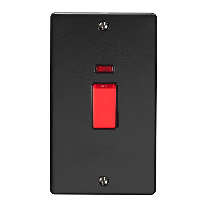 Eurolite Enhance Decorative 45Amp Switch With Neon Indicator - Matt Black - EN45ASWNMBB - Choice Handles