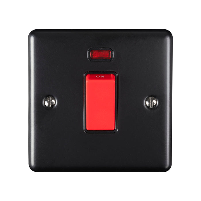 Eurolite Enhance Decorative 45Amp Switch With Neon Indicator - Matt Black - EN45ASWNSMBB - Choice Handles