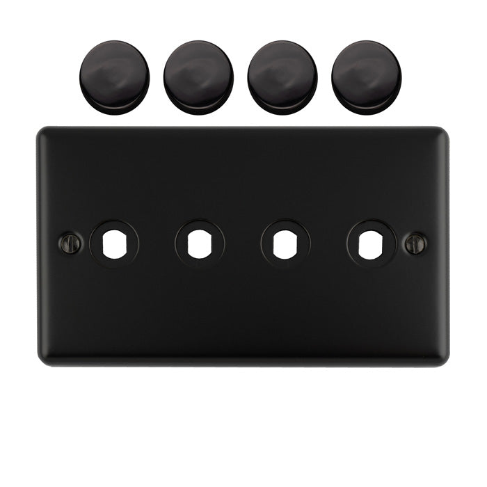 Eurolite - Dimmer Switch Plate-Matt Black-4 Gang - EN4DIMMBB - Choice Handles