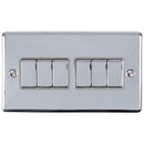 Eurolite Enhance Decorative 6 Gang Switch - Polished Chrome - EN6SWPCG - Choice Handles