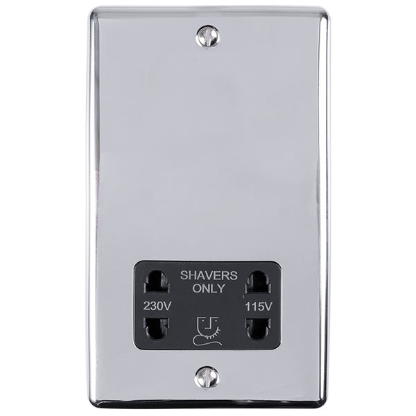 Eurolite Enhance Decorative Shaver Socket - Polished Chrome - ENSHSPCB - Choice Handles