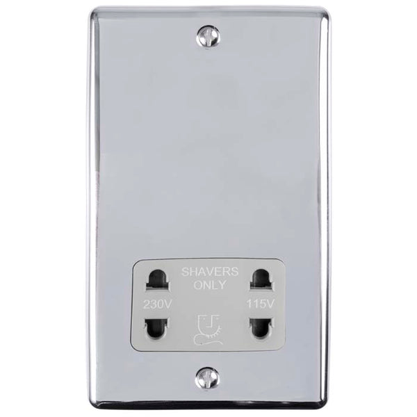 Eurolite Enhance Decorative Shaver Socket - Polished Chrome - ENSHSPCG - Choice Handles