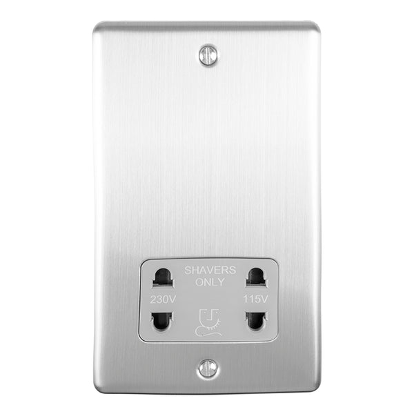 Eurolite Enhance Decorative Shaver Socket - Satin Stainless - ENSHSSSG - Choice Handles