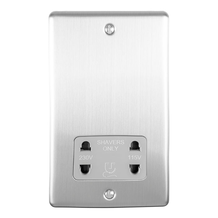 Eurolite Enhance Decorative Shaver Socket - Satin Stainless - ENSHSSSG - Choice Handles