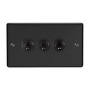Eurolite Enhance Decorative 3 Gang Toggle Switch - Matt Black - ENT3SWMBB - Choice Handles
