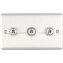 Eurolite Enhance Decorative 3 Gang Toggle Switch - Satin Stainless - ENT3SWSS - Choice Handles