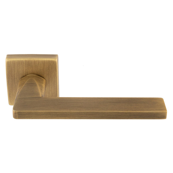 Volta Lever On Concealed Fix Push-On Square Rose - Antique Brass - EUL110AB