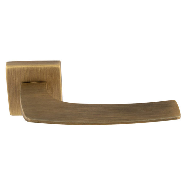 Katana Lever On Concealed Fix Push-On Square Rose - Antique Brass - EUL120AB