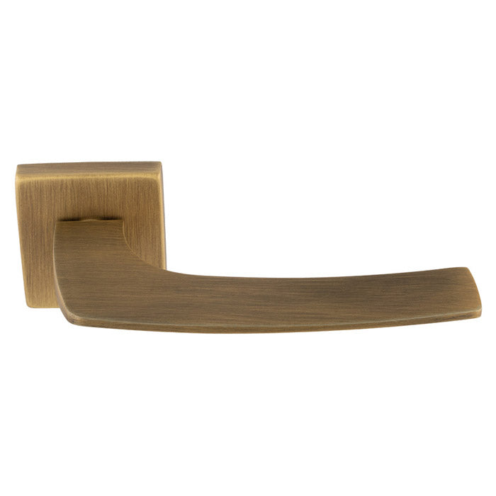 Katana Lever On Concealed Fix Push-On Square Rose - Antique Brass - EUL120AB
