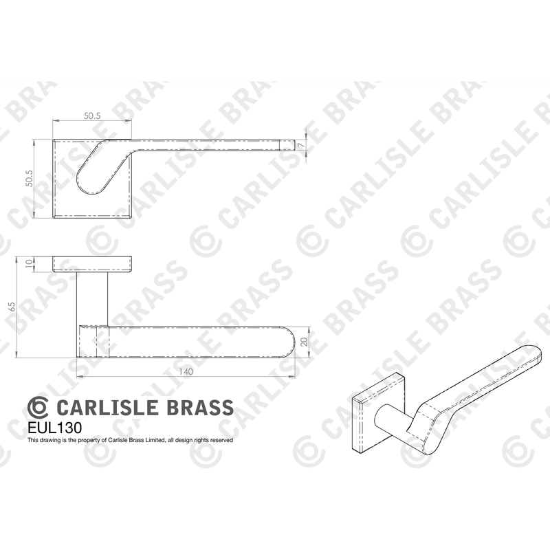 Pendio Lever On Concealed Fix Push-On Square Rose - Antique Brass - EUL130AB