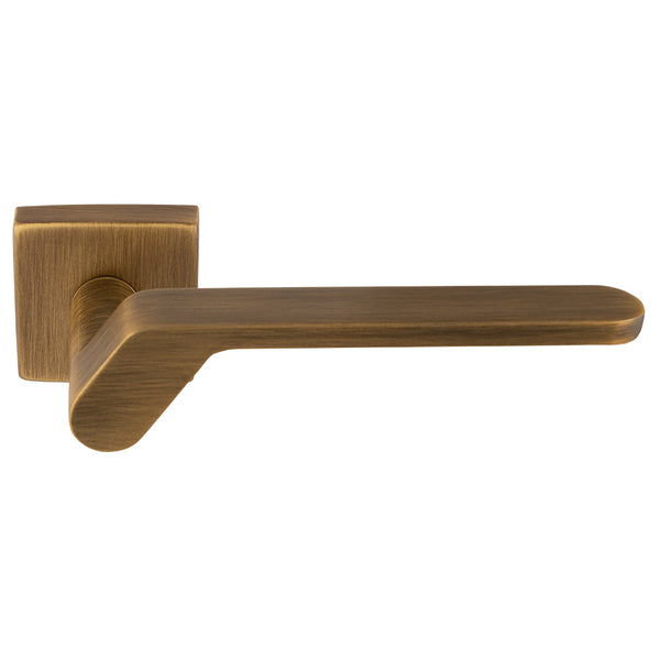 Pendio Lever On Concealed Fix Push-On Square Rose - Antique Brass - EUL130AB