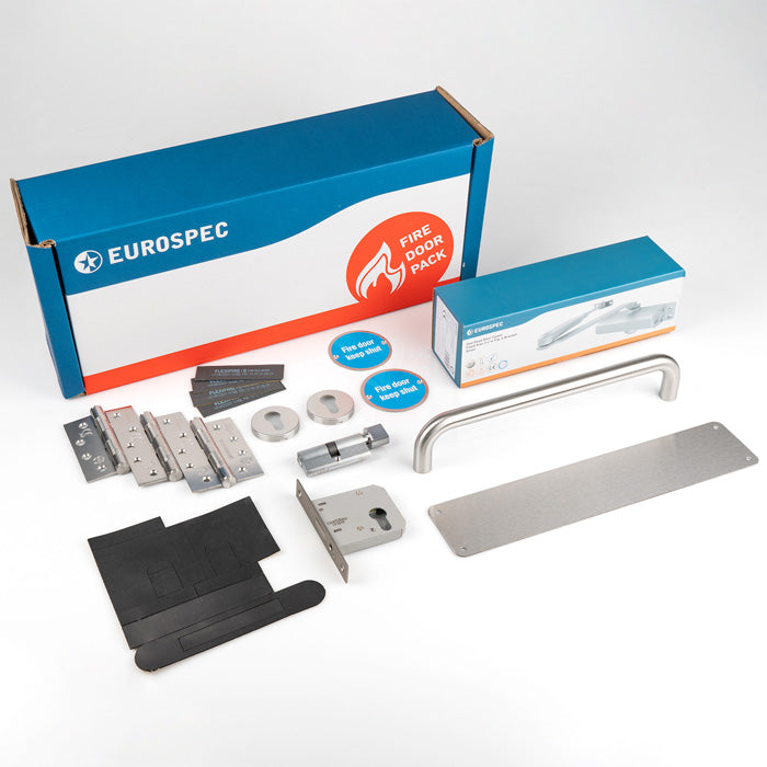 Eurospec - Residential Fire Door Pack - Push/Pull Lockable - Satin Stainless Steel - FDPR1