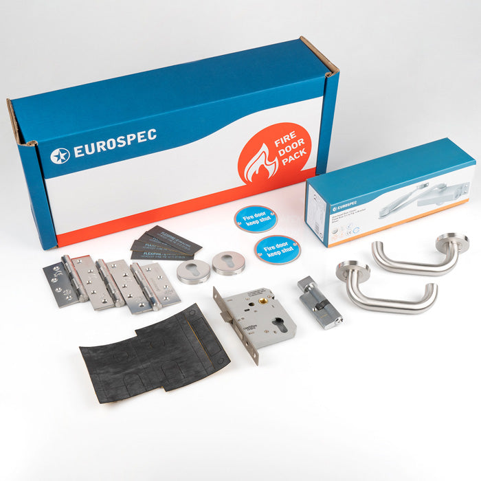 Eurospec - Residential Fire Door Pack - Lever Lock - Satin Stainless Steel - FDPR3