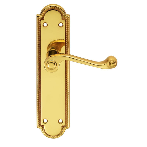 Carlisle Brass - Georgian Lever on Shaped Latch Backplate - Polished Brass - FG26L - Choice Handles