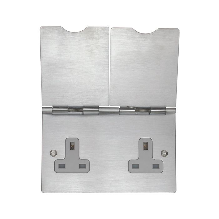 Eurolite Utility 2 Gang Floor Socket - Grey - FS4040SS - Choice Handles