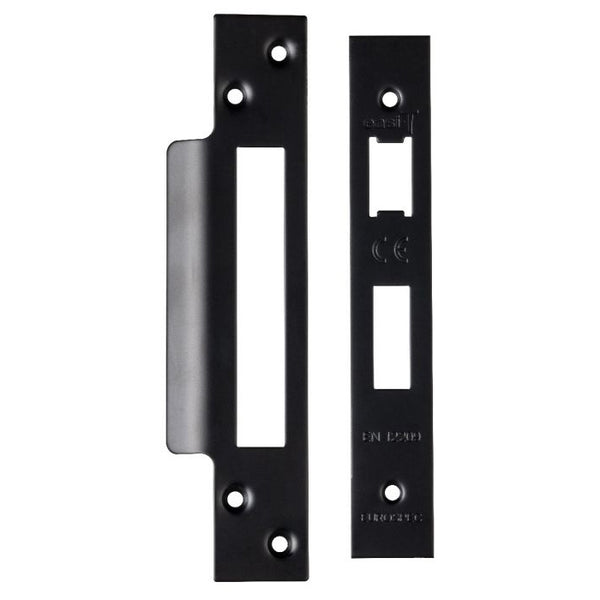 Eurospec - Forend Strike & Fixings - Bas/Ess/LSS - Square - Matt Black - FSF5004MB