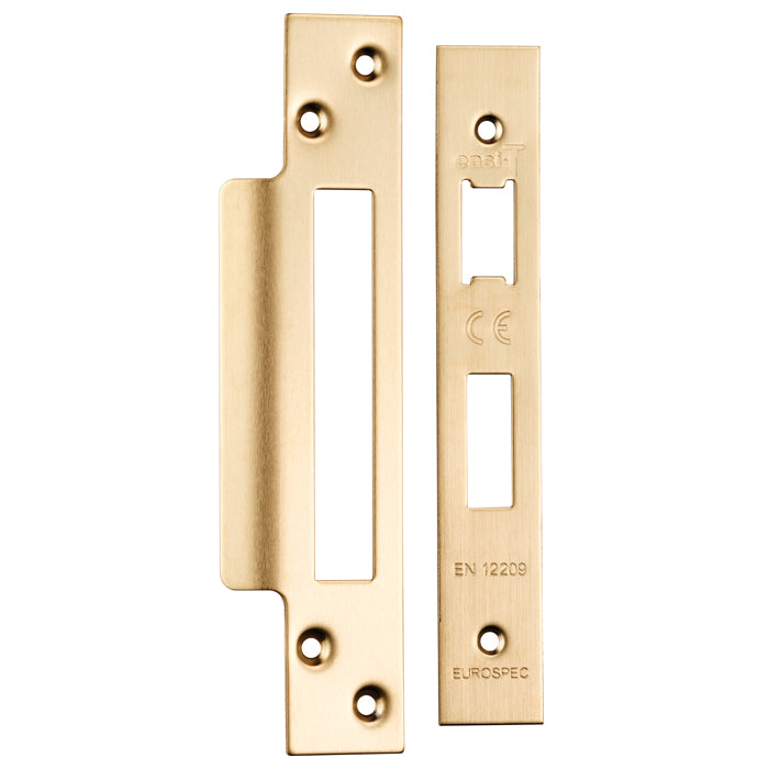 Eurospec - Forend Strike & Fixings - Bas/Ess/LSS - Square  - Satin Brass - FSF5004SB