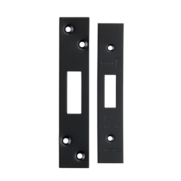 Eurospec - Forend Strike & Fixings - Eds/LDS - Square  - Matt Black - FSF5007MB