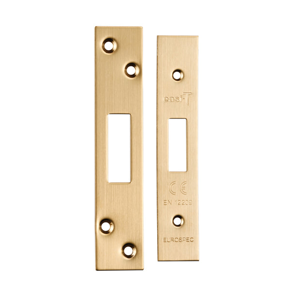 Eurospec - Forend Strike & Fixings - Eds/LDS - Square  - Satin Brass - FSF5007SB