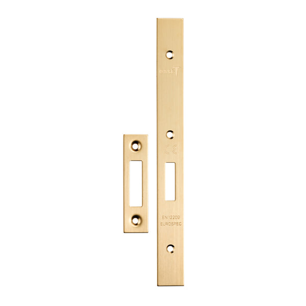 Eurospec - Forend Strike & Fixings - DLS0060EP - Square - Satin Brass - FSF5015SB
