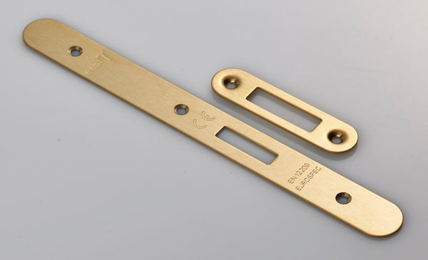 Eurospec - Forend Strike & Fixings - DLS0060EP - Radius - Satin Brass - FSF5015SB/R