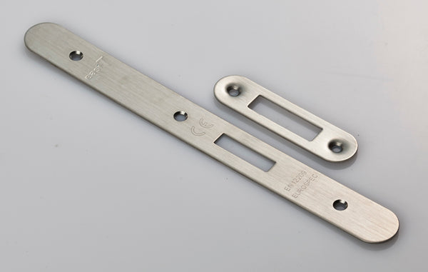 Eurospec - Forend Strike & Fixings - DLS0060EP - Radius - Satin Stainless Steel - FSF5015SSS/R