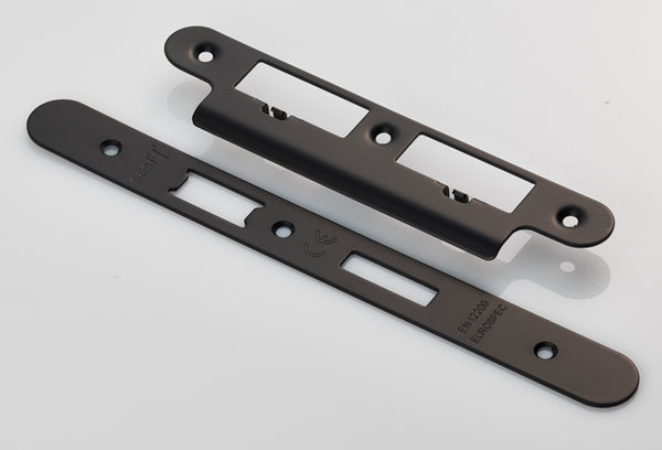 Eurospec - Forend Strike & Fixings - DLS7260Ep/DLS7860WC - Radius - Matt Black - FSF5017MB/R