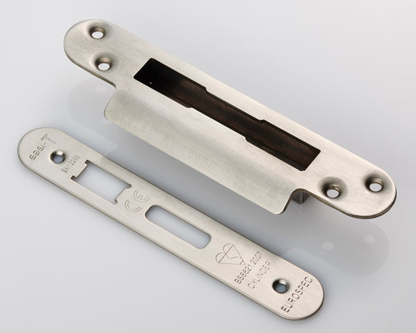 Eurospec - Forend Strike & Fixing Pack To Suit BS8621 Cylinder Sashlock - Radius - Satin Stainless Steel - FSF5030SSS/R